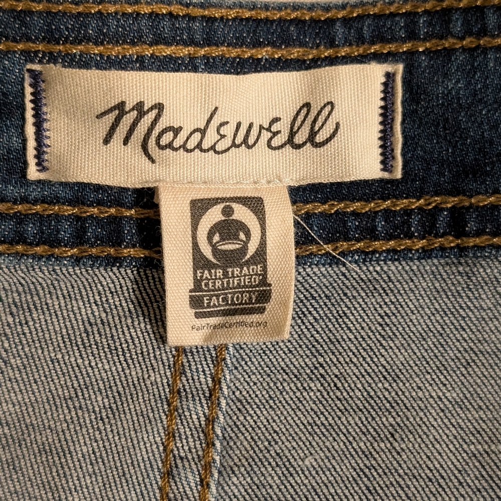 Madewell Button-Front Denim Mini Skirt Dark Wash | Sz 8 | Stretch A-Line Summer - Picture 8 of 10